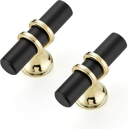 25 Pack Black&Gold Cabinet Knobs - Kitchen Cabinet Knobs Closet Pulls for Kitchen Closet Drawer Stainless Steel Dresser Hardware 2in Length Single Hole