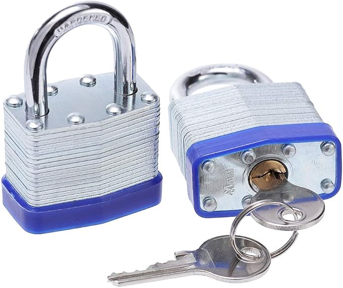 Laminated Steel Key Lock, 1-9/16 in. Wide Body, 2 Padlocks Keyed Alike