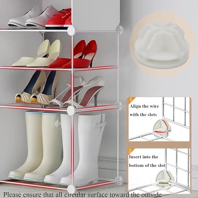 20Pcs Wire Cube Connectors, White Wire Grid Storage Cubes Shelf Connectors 3.6cm Plastic Connectors for Wire Cube Storage Shelving Unit and Modular Closet Organizer, SATONBEYI