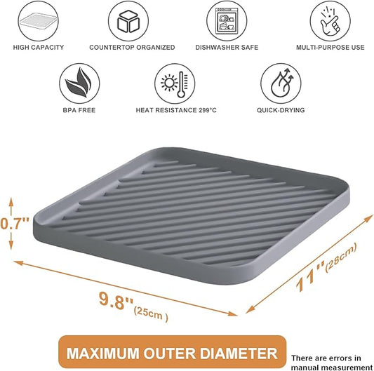 Silicone Organizer Tray for Kitchen Sink and Bathroom, Dishwasher Tray, Versatile Bathroom and Drawer Organizer Trays, Non-Slip Countertop （Gray）