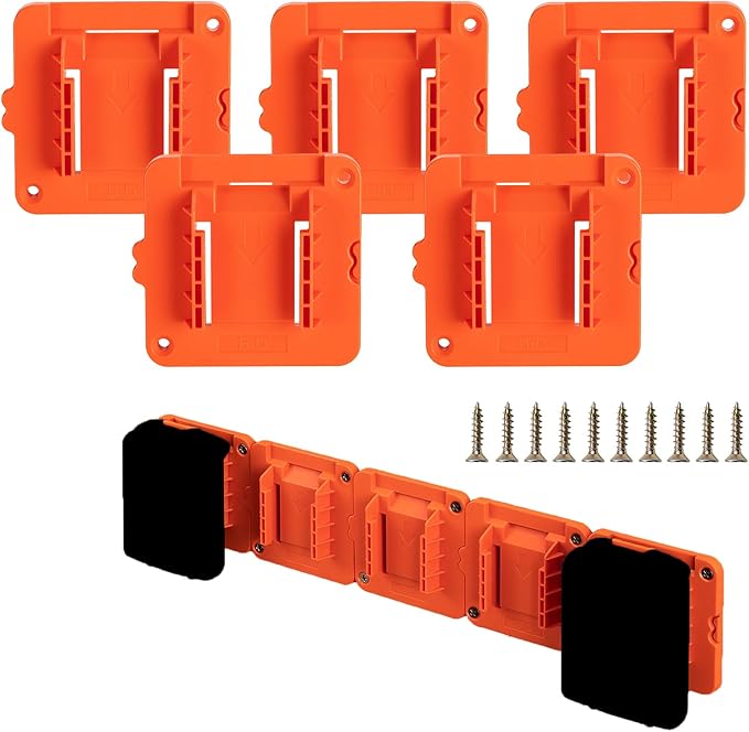 Crivnhar Battery Mount Holder Compatible for Black+Decker 20V Batteries, Wall Mounts Hanger Fit for LBXR20 LB20 LBX20, Organize Garage/Workshop/Work Truck(5 Pack, w/10 Screws, No Battery)