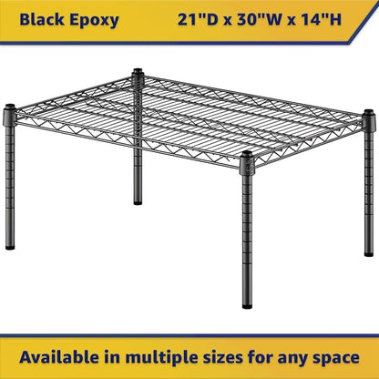 21" x 30" x 14" Black Epoxy Wire Storage Shelf, Dunnage Rack, Commercial 1 Tier Small Shelf