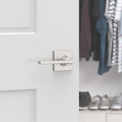 Kwikset Casey Dummy Door Handle, Single Sided Lever for Closets, French Double Doors, and Pantry, Satin Nickel Non-Turning Reversible Interior Push/Pull Lever, with Microban Protection (Pack of 10)
