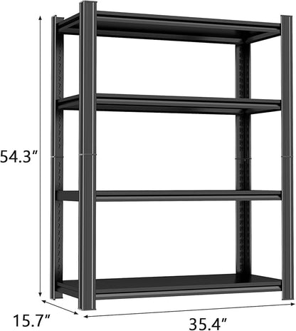 Metal Garage Shelving Unit, Heavy Duty Adjustable Storage Shelves, Steel Shelving, 2000 lbs Capacity Shelves for Heavy Tools and Equipment, 4 Tier, 35.4" Wx 15.7" Dx 54.3" H