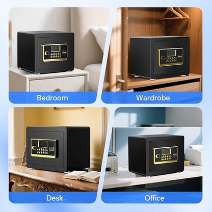 Home Safe with Digital Keypad & Alarm System - Electronic Lock Box for Jewelry Cash with Adjustable Shelves - Includes LED Light & Fireproof and Waterproof Bag(0.8/1.0/1.3/1.53/2.5Cuft)
