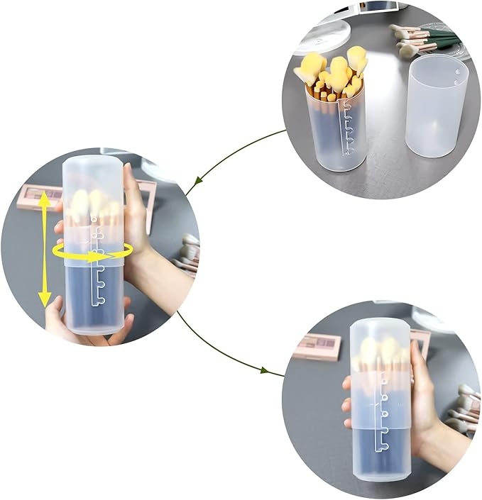 OCHEAL 2 Pack Transparent Plastic Makeup Brush Holders, Dual Use, Lightweight, Spacious