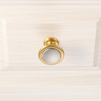 KOOFIZO 10 Pack Nickel and Gold Kitchen Cabinet Knobs Brushed Silver and Gold Drawer Knobs 1960 Round Single Hole Cabinet Pulls for Cabinets Drawers Dresser Cupboard Bedroom Bathroom