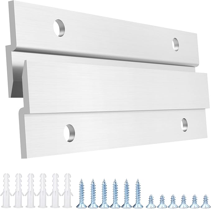 French Cleat Picture Hanger, Aluminum Z Hanger Interlocking Wall Mounting Bracket Hardware Kit Z Clips for Hanging Wall Painting, Mirrors, Panels, Artwork, Cabinet, Whiteboard (4inch-5Pairs)