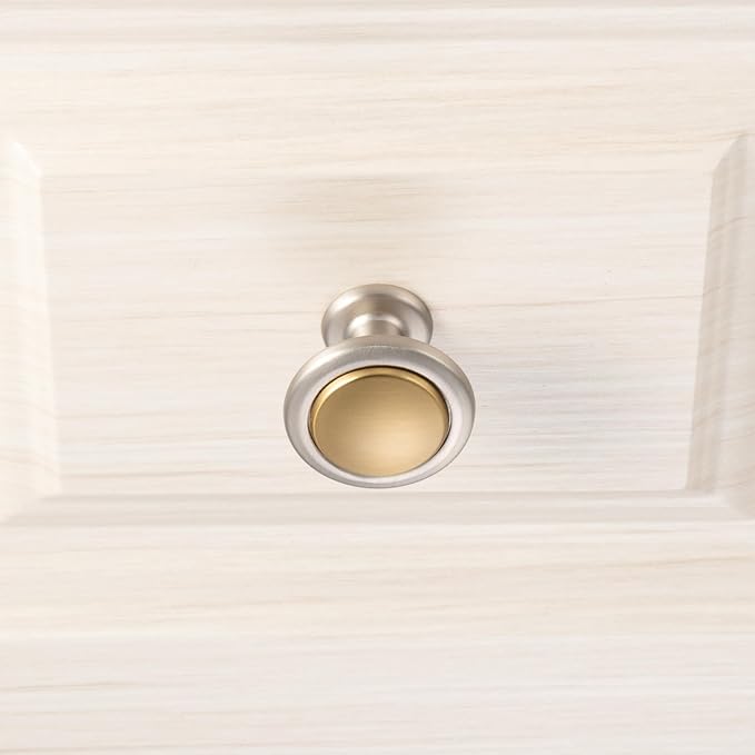 KOOFIZO 30 Pack Gold and Nickel Kitchen Cabinet Knobs Brushed Gold and Silver Drawer Knobs 1960 Round Single Hole Cabinet Pulls for Cabinets Drawers Dresser Cupboard Bedroom Bathroom