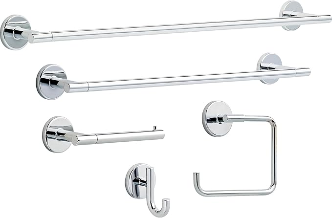 Delta Trinsic (1-Pack) Hand Towel Holder Polished Chrome Towel Racks for Bathroom Wall Square Towel Ring Holder for Bath Towel Hanger for Kitchen, Bathroom Accessories 759460