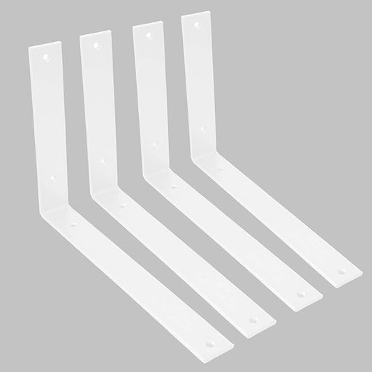 WINKER Shelf Bracket 12 Inch 12 Inchx8 Inchx1.5 Inch Heavy Duty White Brackets for Shelves Corner L Bracket for Wall Shelves Metal Iron Shelf Brackets