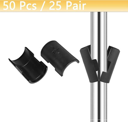 50 Pack Wire Shelf Clips Wire Shelf Locking Clips for 1 in. Posts 25 Pairs of Black Shelf Sleeves, Replacement Plastic Accessory Parts for Wire Shelving Systems