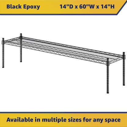 14" x 60" x 14" Black Epoxy Wire Storage Shelf, Dunnage Rack, Commercial 1 Tier Small Shelf