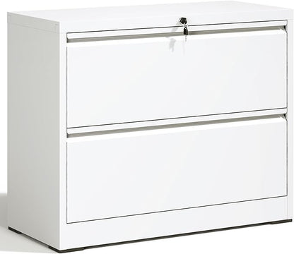 2 Drawer Lateral File Cabinet with Lock Heavy Duty Large Metal Filing Cabinets Home Office White Locking Cabinets Wide Steel Cabinet for Legal/Letter Size,Assembly Required