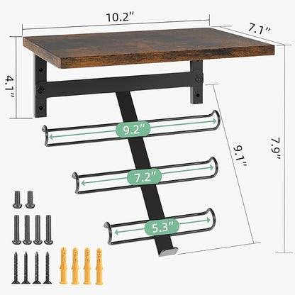 TJ.MOREE Resistance Rack Band Storage Hanger with Shelf Gym Equipment Organizer, Storage Rack for Home Gym, Brown