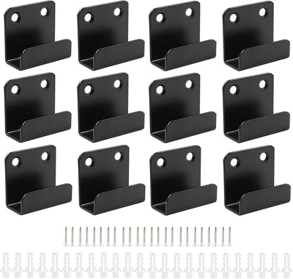 12 Pack Tile Display Wall Hanger Fastener, Stainless Steel Wall Mount Brackets Hook with 15mm Inner Width Heavy Duty Tile Hangers for Ceramic Tile Display (Black)