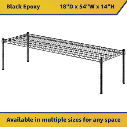18" x 54" x 14" Black Epoxy Wire Storage Shelf, Dunnage Rack, Commercial 1 Tier Small Shelf