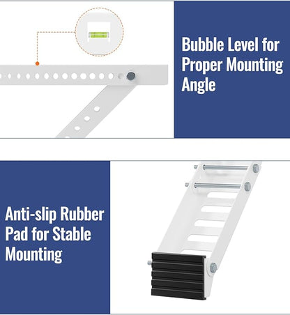 LuckIn Air Conditioner Support Bracket, Heavy Duty Window AC Bracket Universal Fit for 5,000-12,000 BTU AC Units, Holds Up to 85lbs, Adjustable Extender Leg & Built-in Bubble Spirit Level