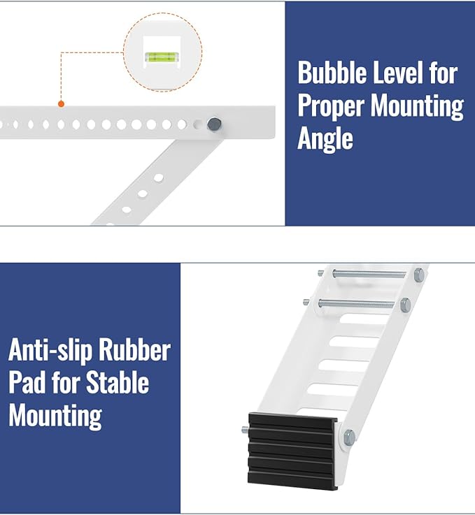LuckIn Air Conditioner Support Bracket, Heavy Duty Window AC Bracket Universal Fit for 12,000-24,000 BTU AC Units, Holds Up to 165lbs, Adjustable Extender Leg & Built-in Bubble Spirit Level