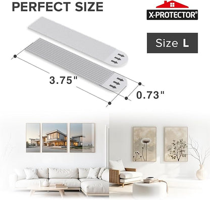 X-Protector Picture Hanging Strips - 20 Pairs Damage Free Picture Hangers - Self Adhesive Hangers Without Nails - Heavy Duty Wall Hanging Strips - Wall Sticky for Hanging Up to 20 LBS (Size L)