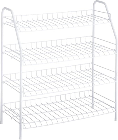 Rubbermaid 4-Tier Wire Shoe Rack, White, Simple Assemble, Storage Shelf for Organization in Bedroom/Closet