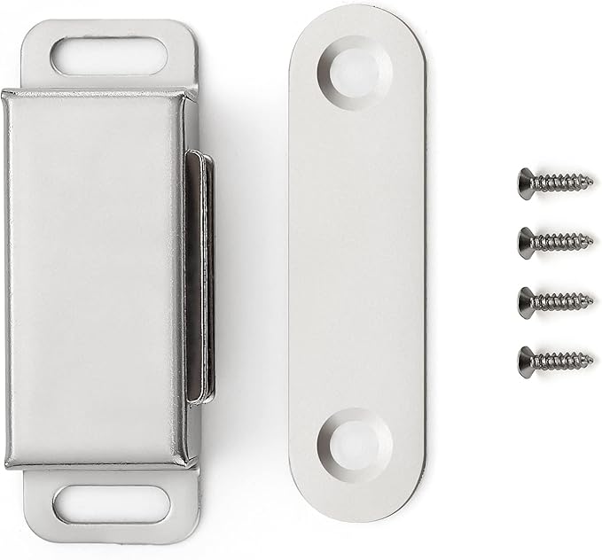 Ravinte 30 Pack Silver Magnetic Door Catch, Brushed Satin Nickel Cabinet Magnets, Strong Magnetic Catch Latch for Kitchen Cabinets, Drawers & Cupboards, Stainless Steel Closures