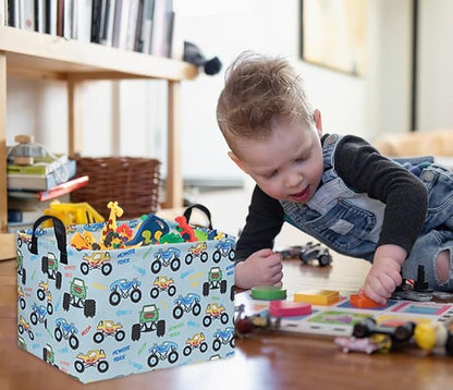 Rectangular Monster Truck Baskets Kids Gift Bins Empty Baby Basket for Boys Toy Storage Basket Organizer Bin Box Room Decor for Home(Monster Truck)
