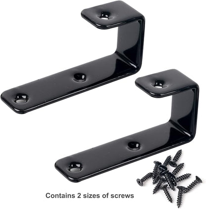 4 Pack Bunk Bed Ladder Hooks, Inside Width 1" Black PVC Coated Metal Bunk Bed Replacement Hardware Brackets, J Heavy Duty RV Ladder Tool with 2 Size Mounting Screws