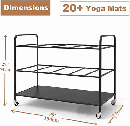Yoga Mat Holder Organizer Yoga Mat Storage Rack Basket for Home Gym Exercise Workout Equipment Storage Shelf Cart