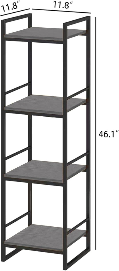 BYFU 4 Tier Bathroom Storage Open Shelf, Freestanding Metal Corner Storage Rack Shelving Unit for Bathroom Kitchen Living Room Hallway, Grey