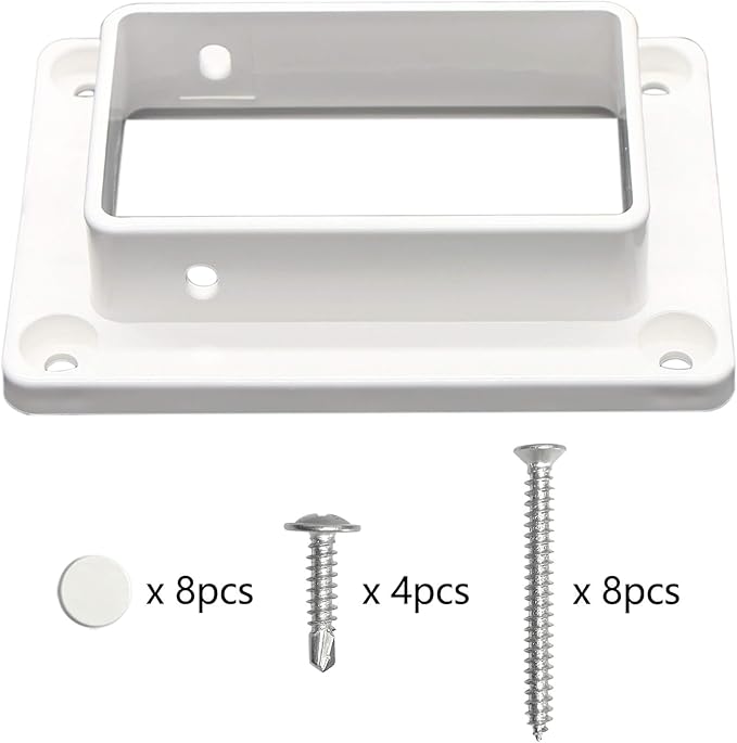 Aiwaiufu 2″ x 3.5″ White Vinyl Fence Brackets, Slotted Handrail Bracket Kit with Screws for Decking Railing, Mount to Wall or Other Vertical Flat Surface, Pack of 2