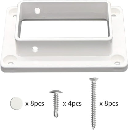 Aiwaiufu 2″ x 3.5″ White Vinyl Fence Brackets, Slotted Handrail Bracket Kit with Screws for Decking Railing, Mount to Wall or Other Vertical Flat Surface, Pack of 2