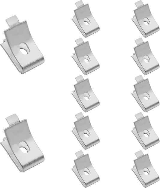 12 Pack Pilaster Shelf Support Clip, Adjustable Stainless Steel Shelving Brackets Clips for Kitchen Cabinet Bookcase