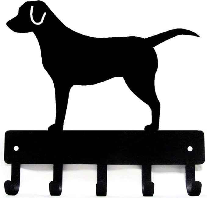 Labrador Retriever - Key Holder & Dog Leash Hanger for Wall - Large 9 inch Wide with 5 Hooks - Made in USA