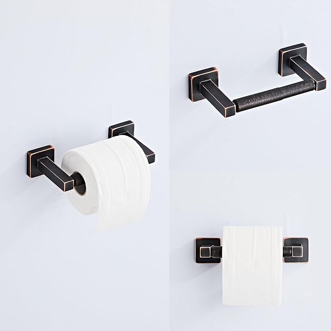 Bathroom Hardware Set 4 Pieces,Oil Rubbed Bronze Bathroom Accessories Set Stainless Steel Wall Mounted, Hand Towel Bar, Towel Ring, Robe Towel Hooks,Toilet Paper Holder,Towel Bar Set, 23.6 Inch