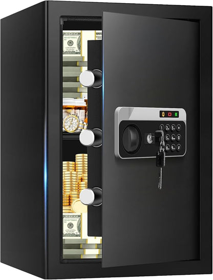 3.3 Cuft Large Fireproof Safe for Home, Security Safe Box Fireproof Waterproof with Digital Keypad, Removable Shelves and Alarm System, Anti-theft Personal Safes for Home Use Fire and Water Proof
