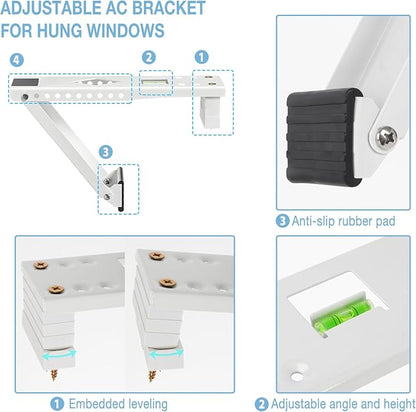 HOXHA Window AC Bracket, Universal Window Air Conditioner Support Bracket, Window AC Mount, Air Conditioner Holder for Hung Windows, Support Up to 85 lbs