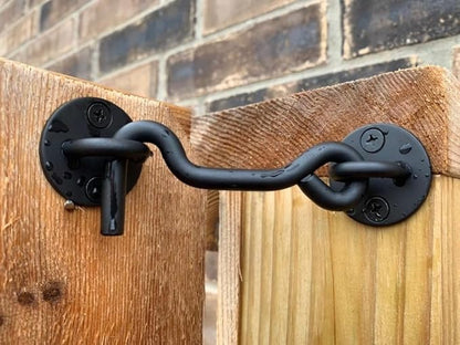 4” Privacy Hook and Eye Gate Door Latch Easy Lock for Sliding Barn Doors, Black