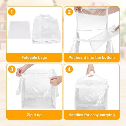 4 Pack Clear Toy Storage Bins with Lids - 12" x 12" Storage Cube Bins, Foldable PVC Boxes with Handles, Storage Organizers for Toys, Clothes, Blocks, Stuffed Animal Storage(White)