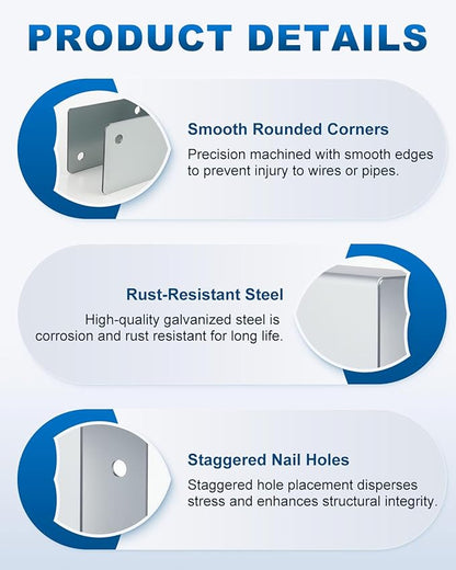 Heavy Duty 16 Gauge Stud Shoe, MUZIK Stud Shoes 2x4 & Stud Shoes for 2X Studs - 1.5"x6.25" Galvanized Steel, Fits 2-3/8" Pipes, IBC/IRC Code Compliant Pipe Support
