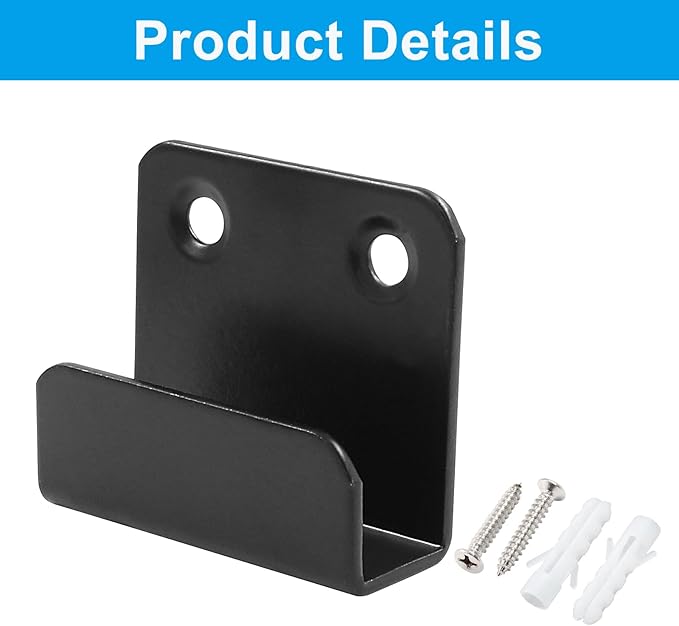 6 Pack Wall Hanger Fastener, Stainless Steel Mount Brackets Hook With 10mm Inner Width Heavy Duty Tile Display Hangers for Ceramic (Black)