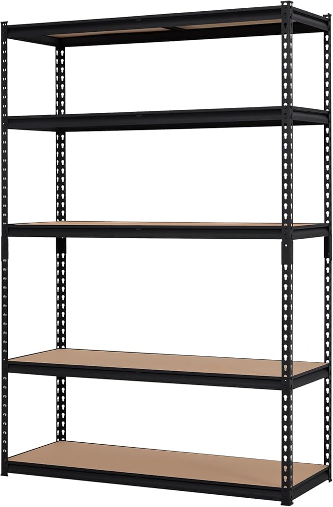 Garage Shelving Heavy Duty Storage Shelves 2000Lbs Capacity, 5 Tier Adjustable Metal Shelving Unit 48" W x 24" D x 72" H, Industrial Utility Rack for Kitchen Pantry