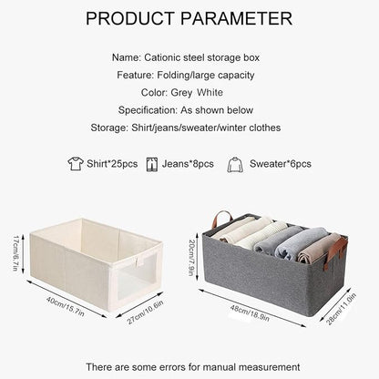 Foldable Closet Storage Box Bins Organizer System, Large Capacity Sturdy for Organizing Clothing, Sheets, Toys, Books - Shelf Organizer Shelves (2)