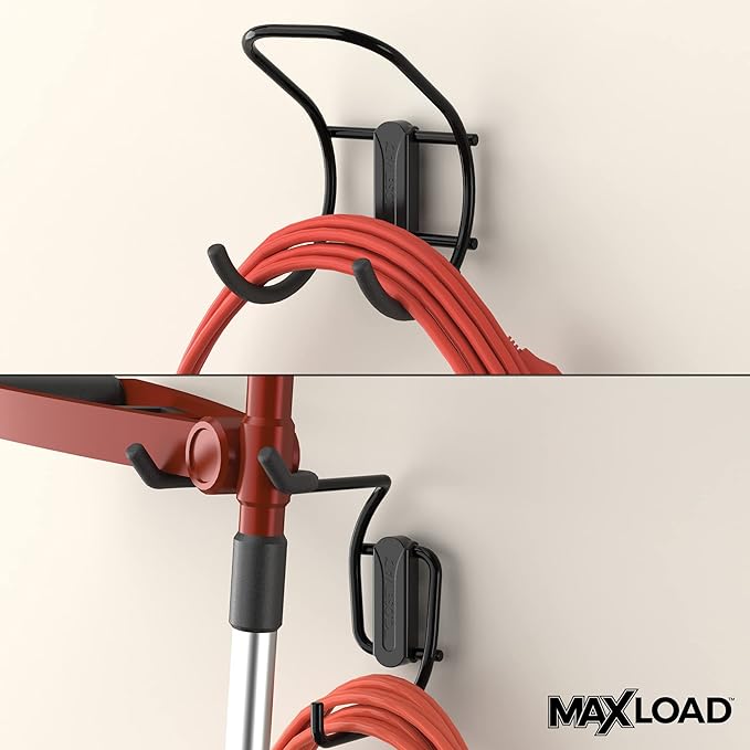 ClosetMaid MaxLoad 2-Pack Garage Hooks & Hangers Wall Mount Heavy Duty Storage for Cords, Hoses, Power Equipment, Black