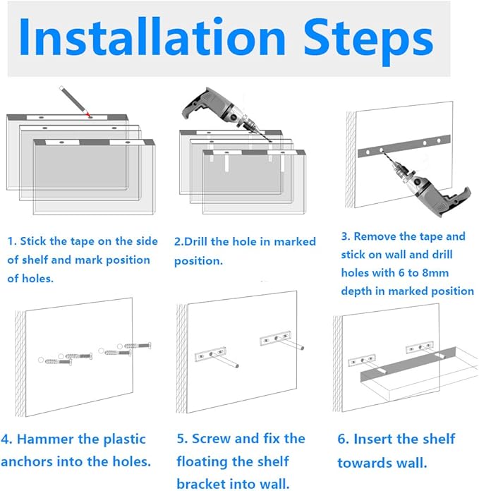 Floating Shelf Brackets 5" Length Heavy Duty Blind Shelf Supports - 4pcs