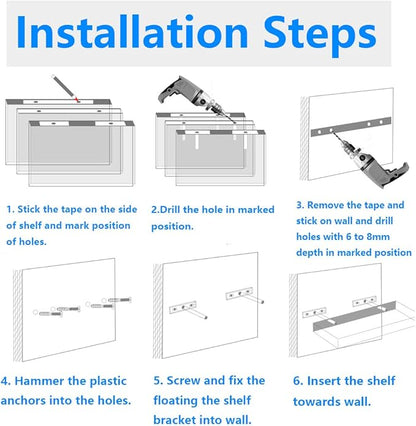 Floating Shelf Brackets 5" Length Heavy Duty Blind Shelf Supports - 4pcs