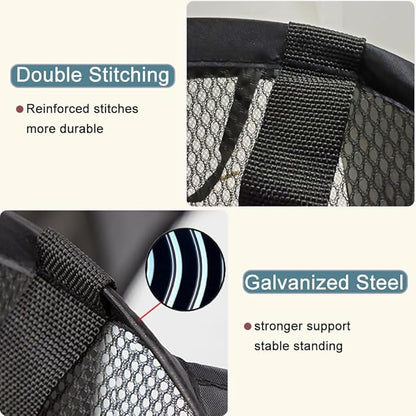 2 Pack Mesh Pop Up Laundry Hamper Collapsible Laundry Basket with Side Pocket, Strong Handles, Storage Organizer for Bedroom, Nursery Room, College Dorms (Black+Pink)