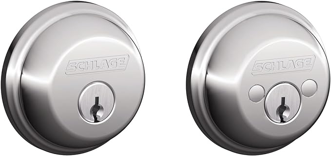 SCHLAGE B62N625 Deadbolt, Keyed 2 Sides, Bright Chrome