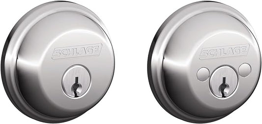 SCHLAGE B62N625 Deadbolt, Keyed 2 Sides, Bright Chrome