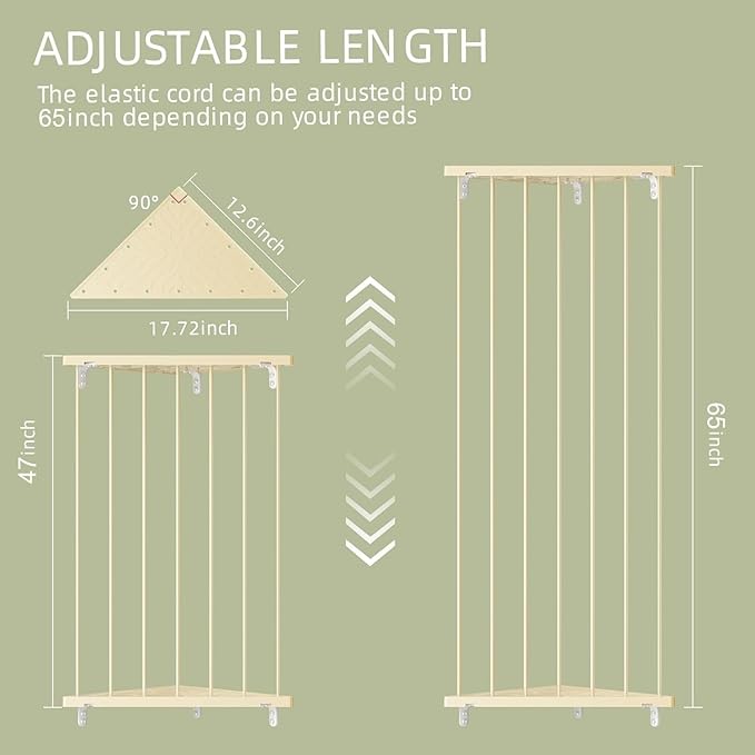 Stuffed Animal Storage Shelf Organizer(Patented) - Corner Stuffed Animal Holder Length Adjustable - Wall Plush Storage for Nursery Playroom Bedroom Kids Room (Beige, Standard)